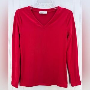 NEW Zenana Outfitters Women's Vibrant Red Long Sleeve V-Neck Tee Small